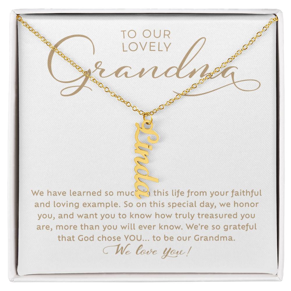 To Our Lovely Grandma Custom Grandchildren Gold Name Necklace Gift