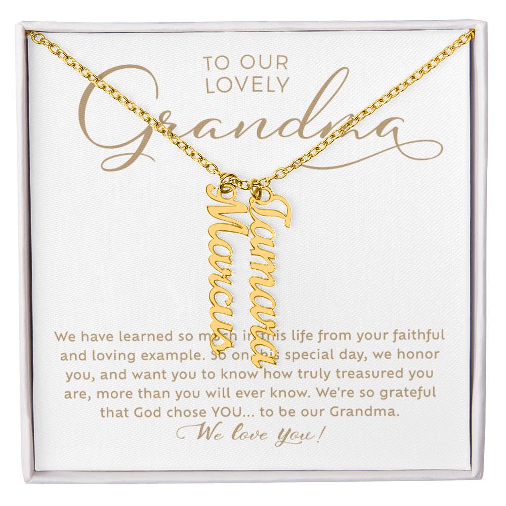 To Our Lovely Grandma Custom Grandchildren Gold Name Necklace Gift