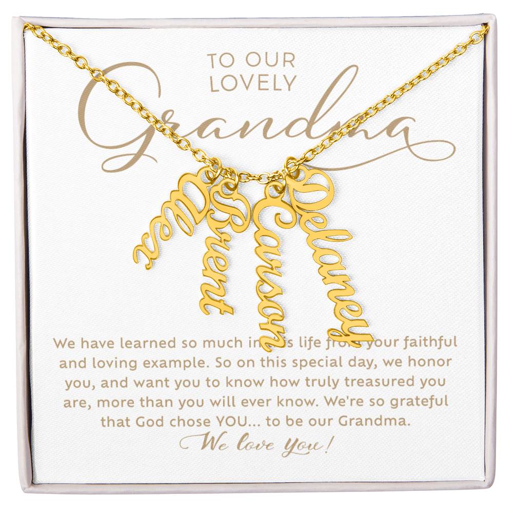 To Our Lovely Grandma Custom Grandchildren Gold Name Necklace Gift