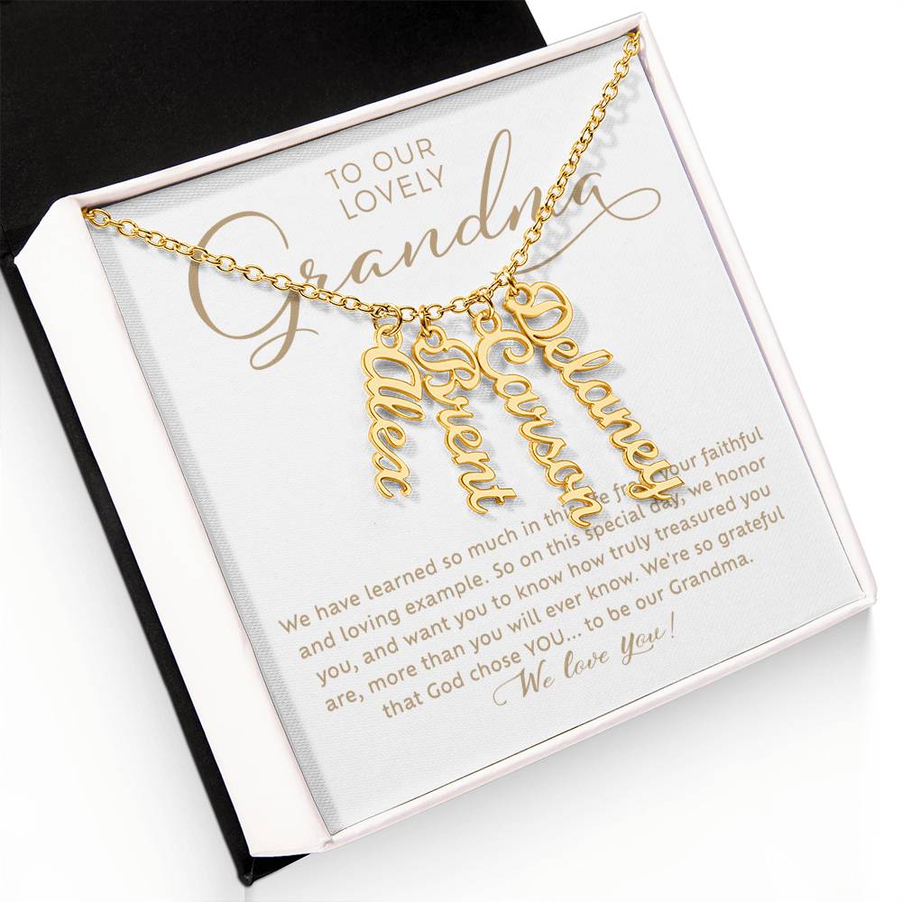 To Our Lovely Grandma Custom Grandchildren Gold Name Necklace Gift