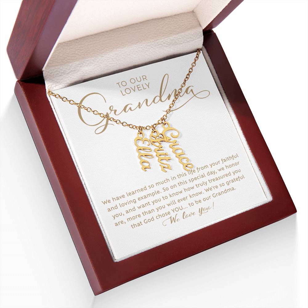 To Our Lovely Grandma Custom Grandchildren Gold Name Necklace Gift