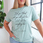 Soft quality heather dusty blue t-shirt with British writer Narnia author C.S. Lewis quote "Look for Christ and you will find him. And with him, everything else."  printed in black vintage script - Christian aesthetic unisex tee shirt design for women