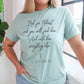 Soft quality heather dusty blue t-shirt with British writer Narnia author C.S. Lewis quote "Look for Christ and you will find him. And with him, everything else."  printed in black vintage script - Christian aesthetic unisex tee shirt design for women