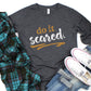 Do It Scared faith over fear 2 Timothy 1:7 do not fear bible verse Christian aesthetic design printed in white and gold on soft heather dark gray unisex long sleeve tee shirt for women and men