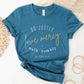 Heather Deep Teal Christian faith-based unisex t-shirt for women with Micah 6:8 bible verse scripture printed that says, Do Justly Love Mercy walk humbly in gold and white, designed for women in sizes small thru 4X