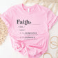 Faith Definition Hebrews 11:1 Christian aesthetic design printed in charcoal gray on soft pink unisex t-shirt for women and men