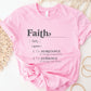 Faith Definition Hebrews 11:1 Christian aesthetic design printed in charcoal gray on soft pink unisex t-shirt for women and men