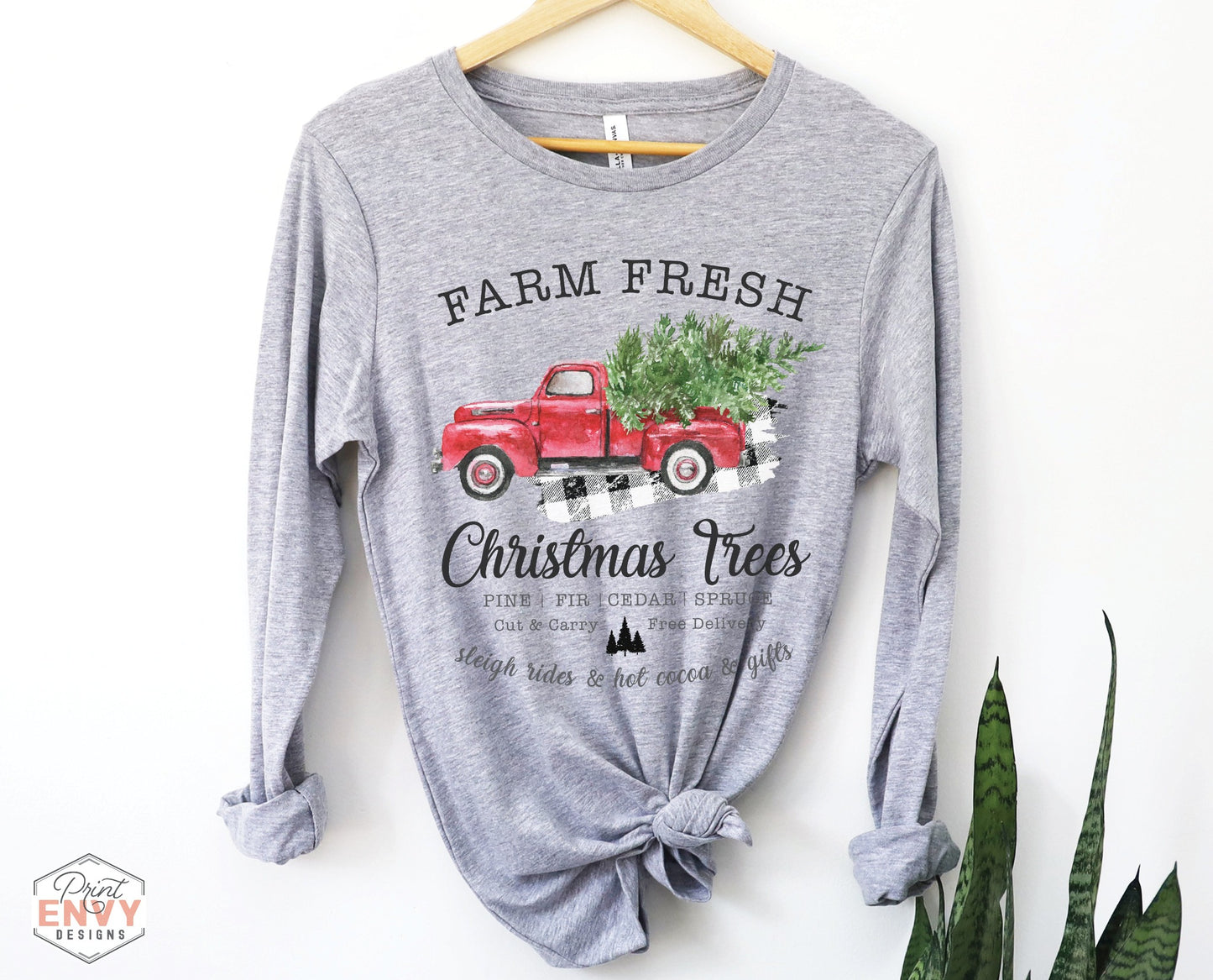 Farm Fresh Christmas Tree Red Truck - Long Sleeve Tee