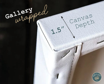 Photo showing a high quality gallery wrapped printed canvas with 1.5" stretcher depth for a Thank You Jesus watercolor floral Christian wall art piece for home, church, or office decor