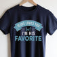Jesus Loves You But I'm His Favorite funny religious Christian aesthetic adult size t-shirt printed in teal on soft navy blue unisex tee for women & men