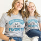 Jesus Loves You But I'm His Favorite funny religious Christian aesthetic adult size t-shirt printed in teal on soft heather gray unisex tee for women & men, kids sizes also available