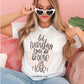 Soft quality white t-shirt with 1 Corinthians 16:14 Let Everything You Do Be Done In Love bible verse printed in blush pink and black - Christian aesthetic unisex tee shirt design for women