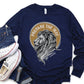 Lion of Judah Prepare the Way Isaiah 40:3 Christian aesthetic design printed in white and gold on soft navy blue long sleeve tee for men & women