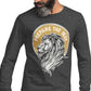 Lion of Judah Prepare the Way Isaiah 40:3 Christian aesthetic design printed in white and gold on soft heather dark gray long sleeve tee for men & women