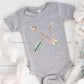Cute criss cross boho arrows heather gray neutral baby onesie bodysuit for boys and girls, matching mommy-and-me Christian Raising Arrows Psalm 127:4-5 scripture faith-based Mom T-Shirt
