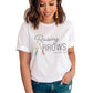 White and pastel boho arrow Christian aesthetic faith-based t-shirt with Psalm 127:3-5 bible verse quote that says "Raising Arrows" blessed is the one with a quiver full of children, perfect for homeschool moms and kids