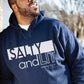 Funny Christian aesthetic Salty And Lit Matthew 5:13-14 bible verse unisex cozy navy blue hoodie for men and women