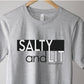 Funny Christian Salty And Lit Matthew 5:13-14 bible verse printed on soft unisex heather gray t-shirt for Men