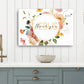 Butter yellow Thank You Jesus typography surrounded by colorful watercolor flowers Christian gratitude aesthetic 24x18" wall art canvas print for inspirational faith home, church, or office decor
