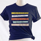 May His Favor Be Upon You and a thousand generations The Family and children Blessing Christian aesthetic 5 bars design printed on soft navy blue t-shirt for women