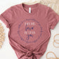 May His Favor Be Upon family & children Numbers 6 The Blessing Christian aesthetic circle design printed on soft mauve t-shirt for women