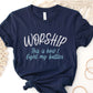 Worship This Is How I Fight My Battles Christian aesthetic t-shirt design printed in white and teal on navy blue tee for women, great gift for worship leaders