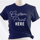 Fig & Lily Co. custom soft navy blue unisex t-shirt with your personalized design printed, custom graphic design tees for men and women