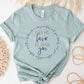 May His Favor Be Upon family & children Numbers 6 The Blessing Christian aesthetic circle design printed on soft heather dusty blue t-shirt for women