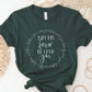 May His Favor Be Upon family & children Numbers 6 The Blessing Christian aesthetic circle design printed in white on soft forest green t-shirt for women