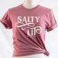 Salty And Lit Matthew 5:13-14 bible verse funny Christian T-Shirt design printed on soft mauve tee for women