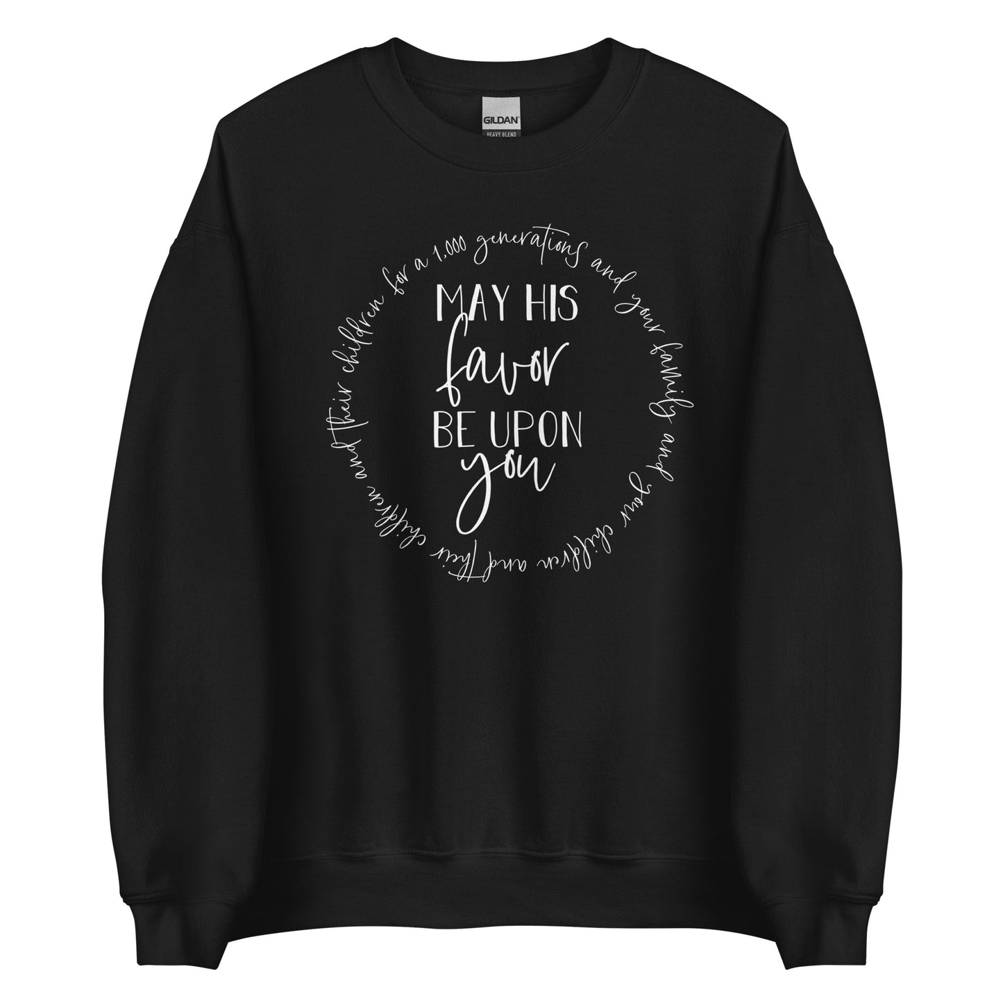 May His Favor Be Upon You family & children Numbers 6 The Blessing Christian aesthetic circle design printed on cozy black unisex crewneck shirt for women