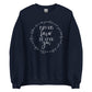 May His Favor Be Upon You family & children Numbers 6 The Blessing Christian aesthetic circle design printed on cozy navy blue unisex crewneck shirt for women