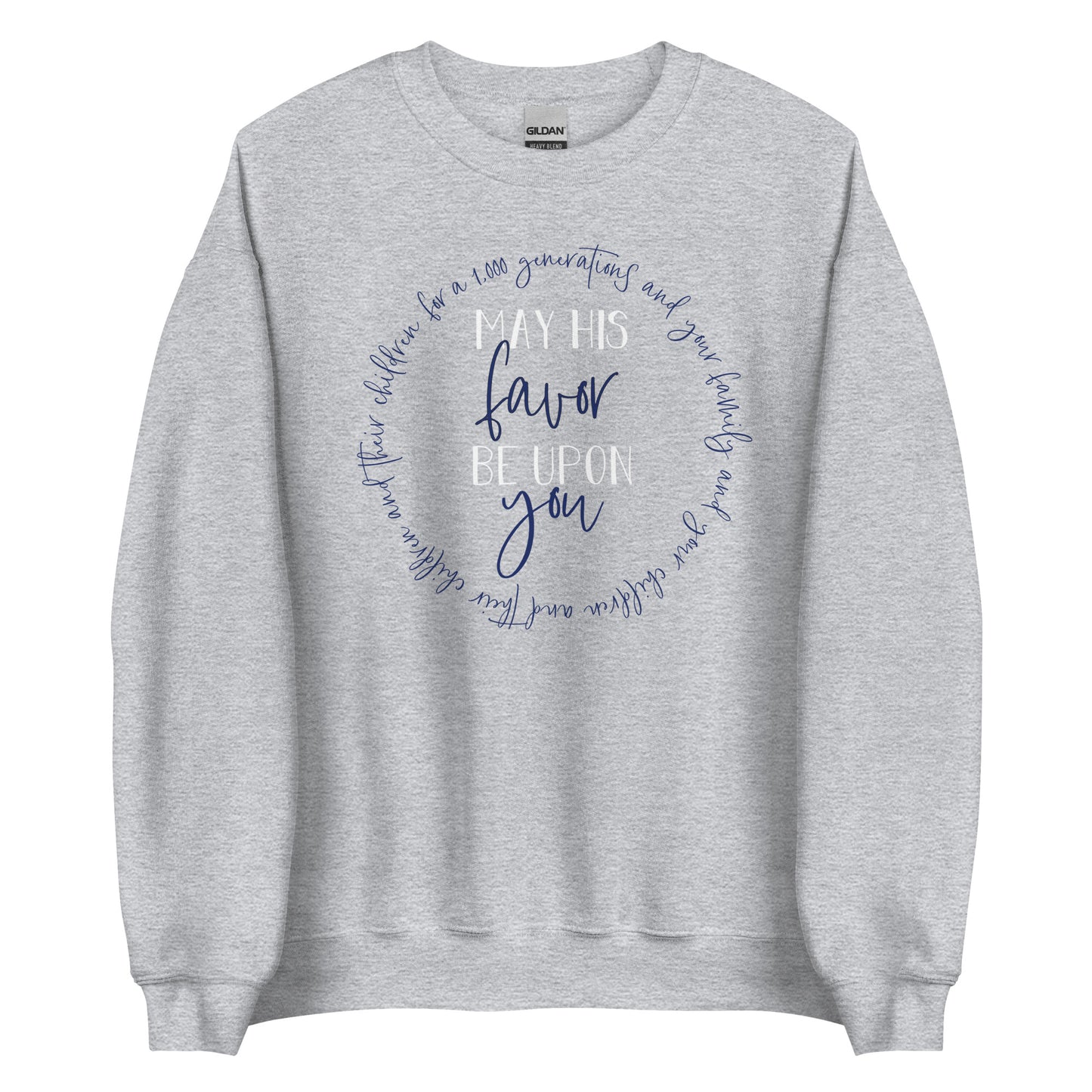 May His Favor Be Upon You family & children Numbers 6 The Blessing Christian aesthetic circle design printed on cozy heather sport gray unisex crewneck shirt for women