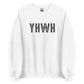 YHWH Hebrew Biblical Name of God Yahweh Christian aesthetic design printed in charcoal on soft white unisex crewneck sweatshirt for men and women