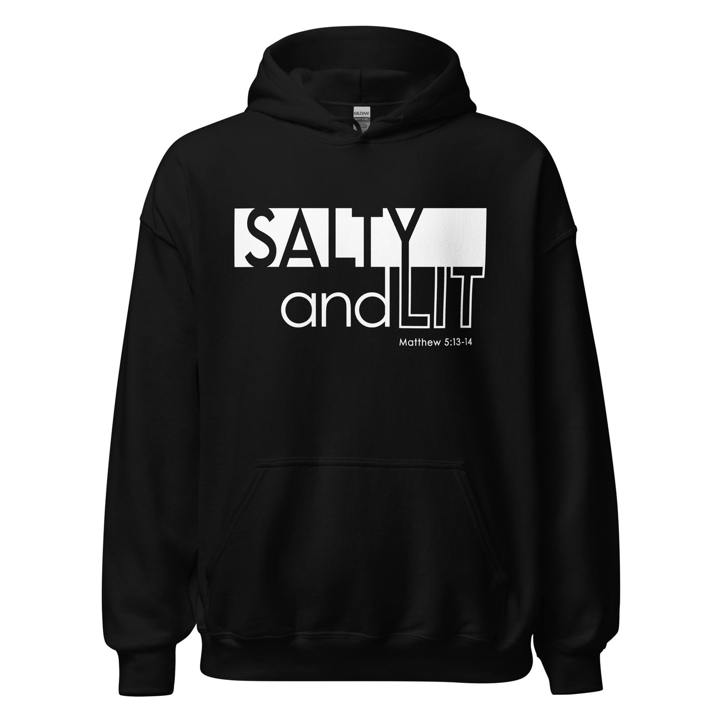 Funny Christian aesthetic Salty And Lit Matthew 5:13-14 bible verse unisex cozy black hoodie for men and women