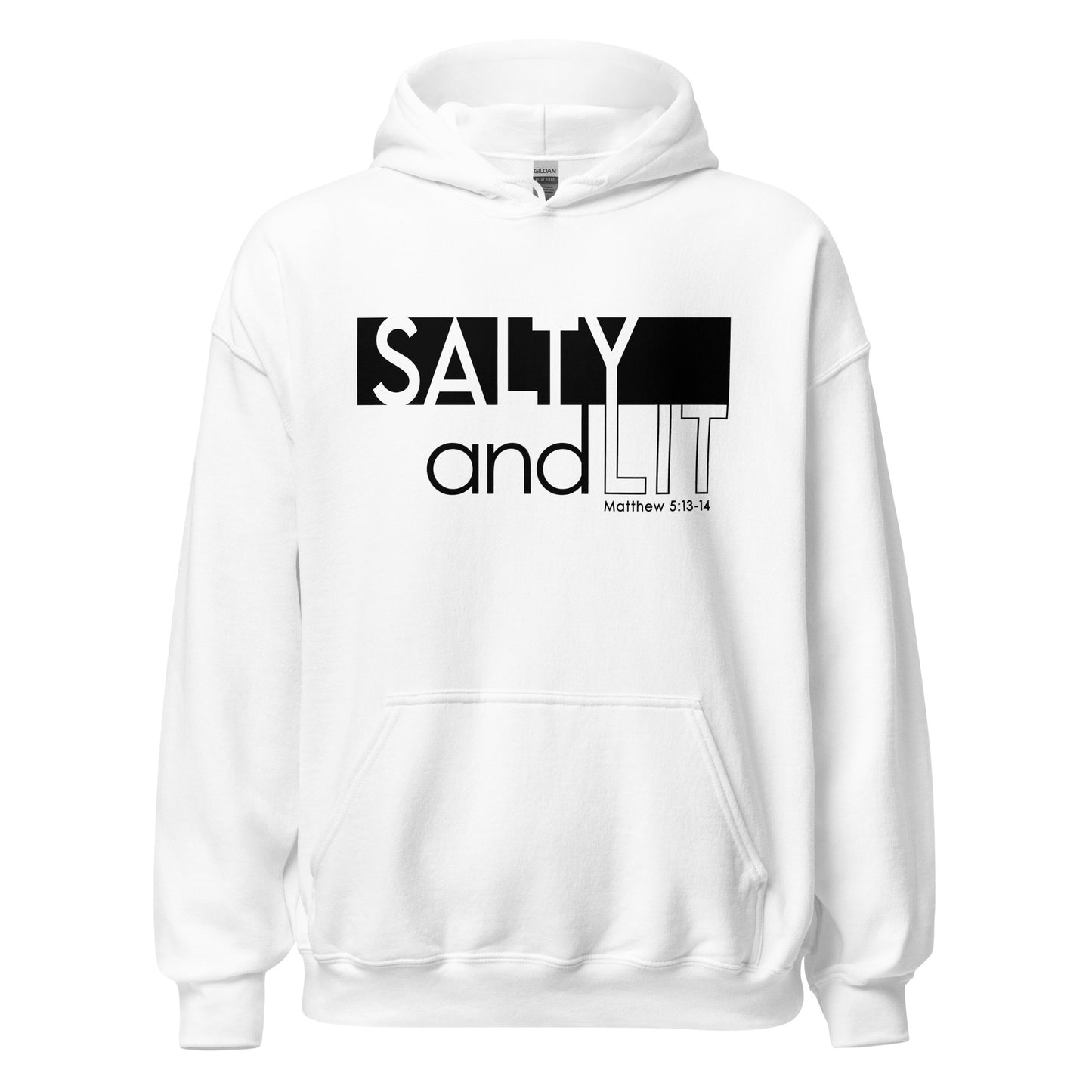 Funny Christian aesthetic Salty And Lit Matthew 5:13-14 bible verse unisex cozy white hoodie for men and women