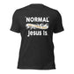 Heather Dark Gray Bella Canvas Christian Revival aesthetic unisex T-Shirt that says, Normal Isn't Coming Back, Jesus Is printed in white black and gold, Jesus church graphic tees gift designed for men and women